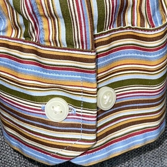 Express Mens M Dress Shirt Premium Long Sleeve Striped Button Multicolor MS55 - Picture 12 of 12